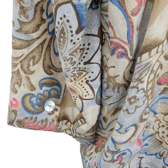 Vintage Preston & York Blazer 14 Cream Blue Paisley Single Breasted Mid Thigh - Picture 5 of 10